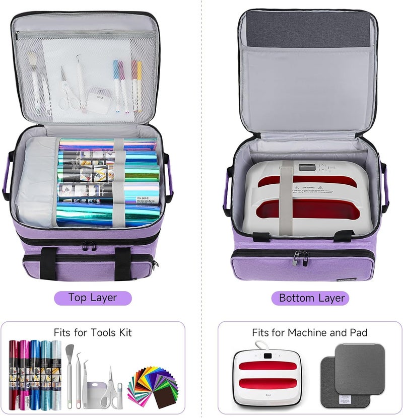 LEFORZ Carrying Case Compatible with Cricut EasyPress 2/Cricut EasyPress3 (9"x9",10"x10",12"x10"),Double-Layer Heat Press Machine Storage Bag Fits for Htvront(10"x10"),Tools and Accessories,Easy Press Mat - Image 3